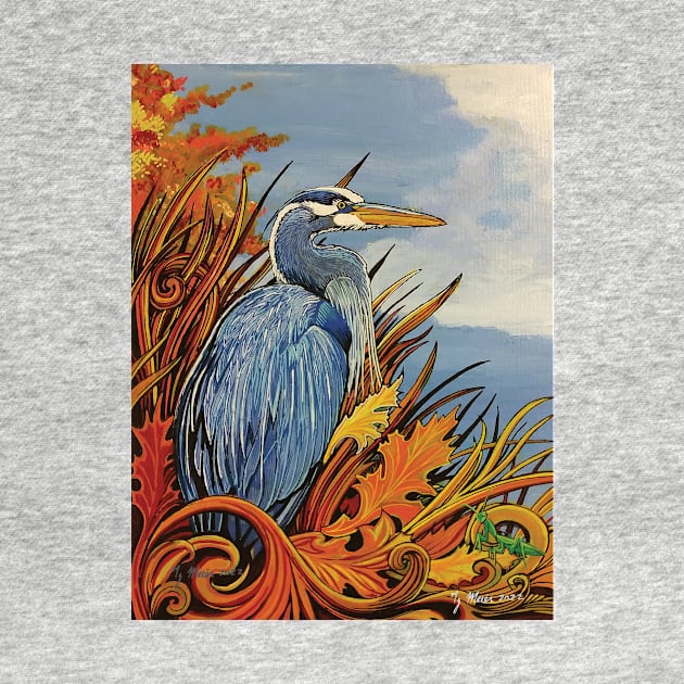 Fall Colors Blue Heron by SunnyDaysNH